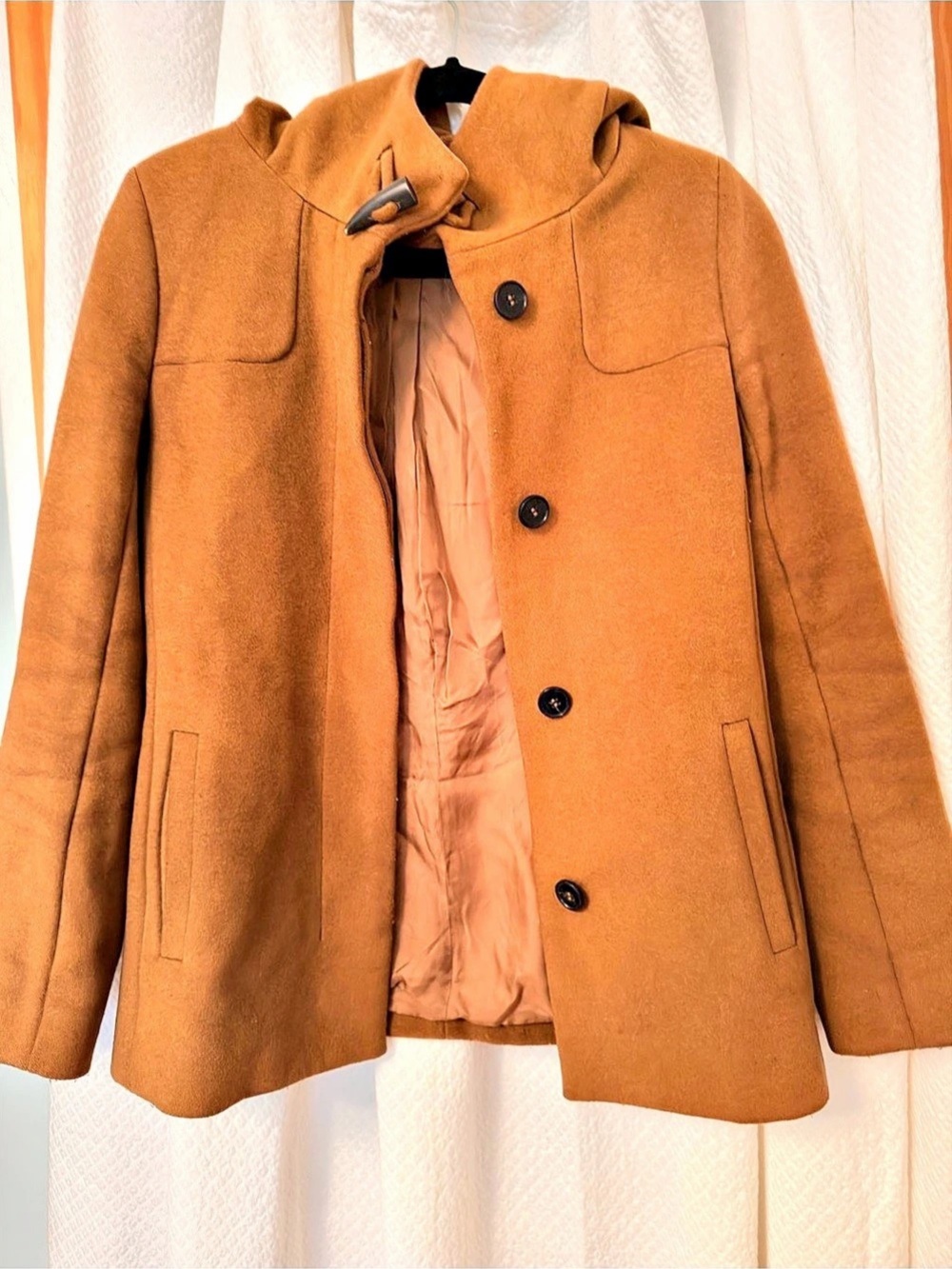 Babaton Hooded Wool Cashmere Coat in Brown Like New